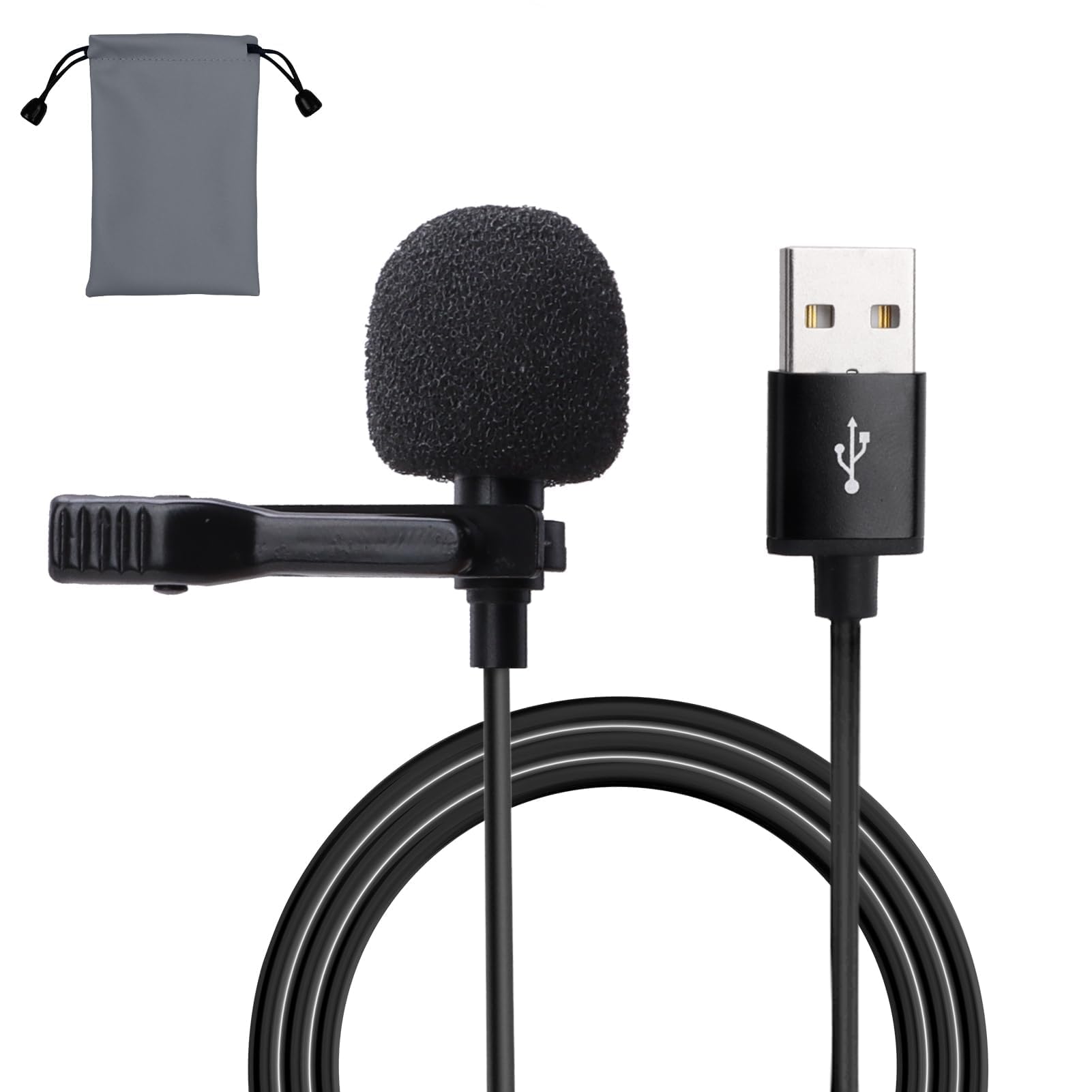 USB Lavalier Microphone 4.9ft Lapel Clip on Mic Omnidirectional Lapel Shirt Collar Mic Small for Laptop PC Computer Gaming Podcast Mac YouTube Skype Audio Video Recording Interviews Plug & Play-image-37