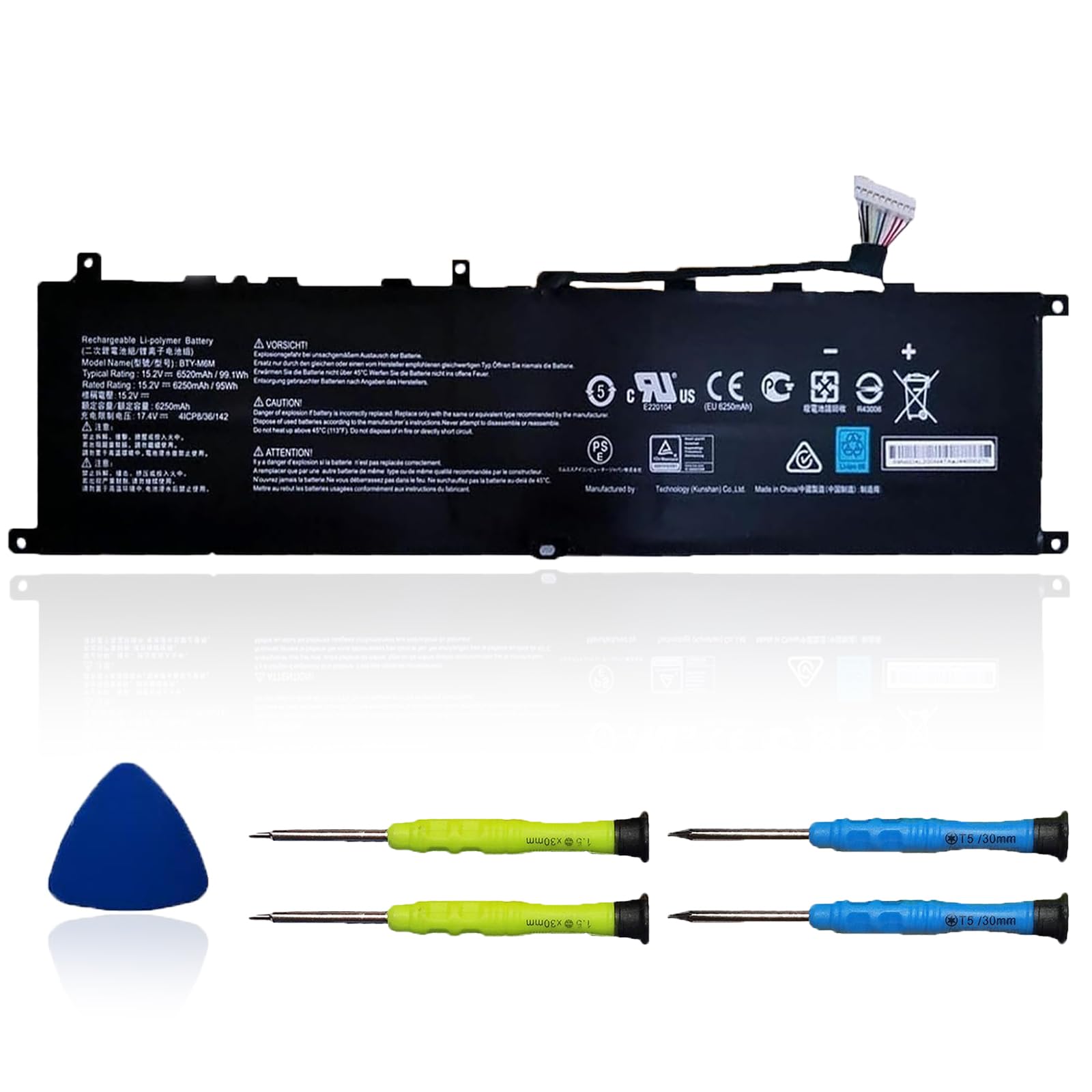 99.99Wh BTY-M6M Laptop Battery Replacement for MSI GS66 Stealth 10SE 10SF 11UE 11UH GE66 Raider 10UG 11UG GE76 for Raider 11UE 11UG GE76 for Dragon