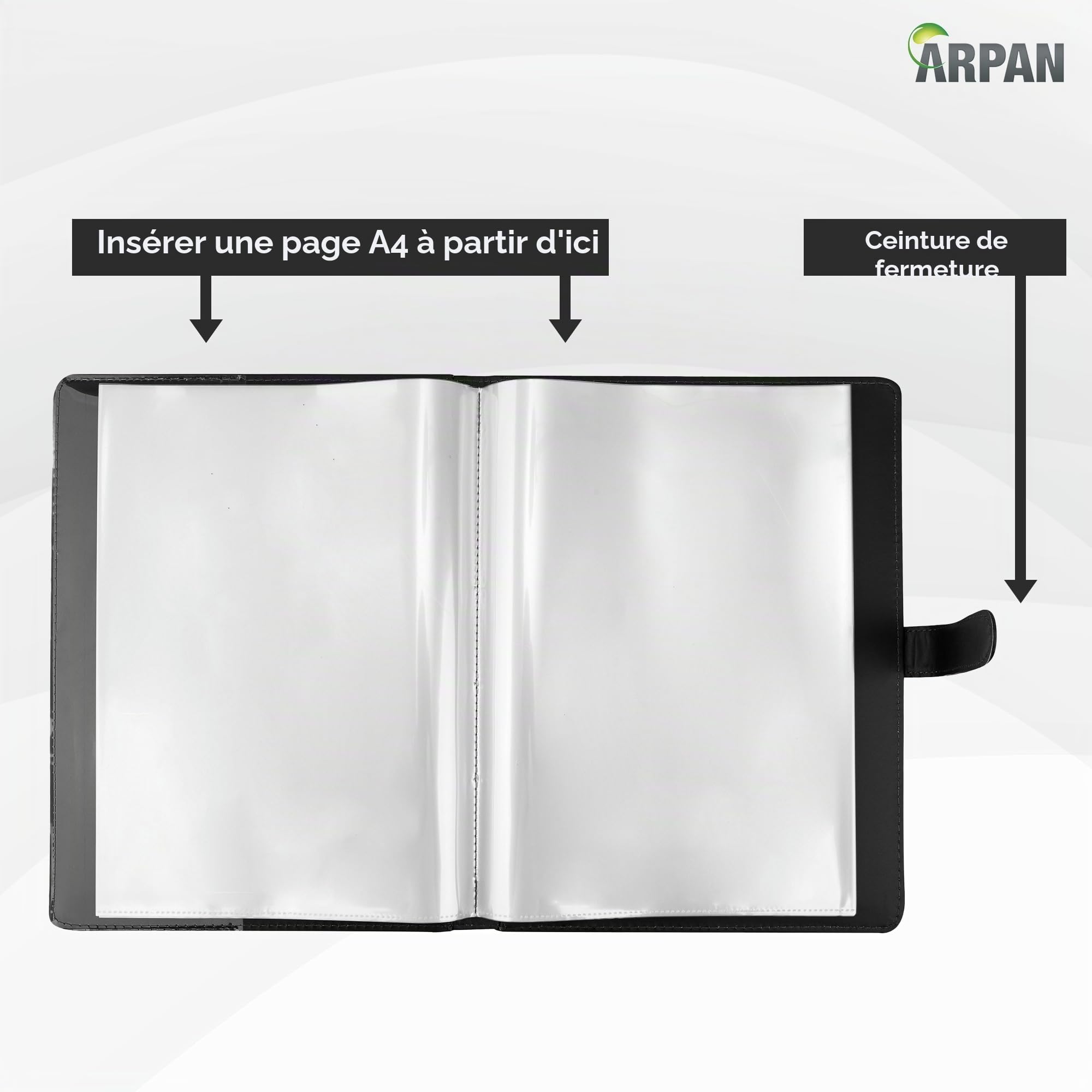 Arpan Porte-documents professionnel avec 36 pochettes Noir Format A4