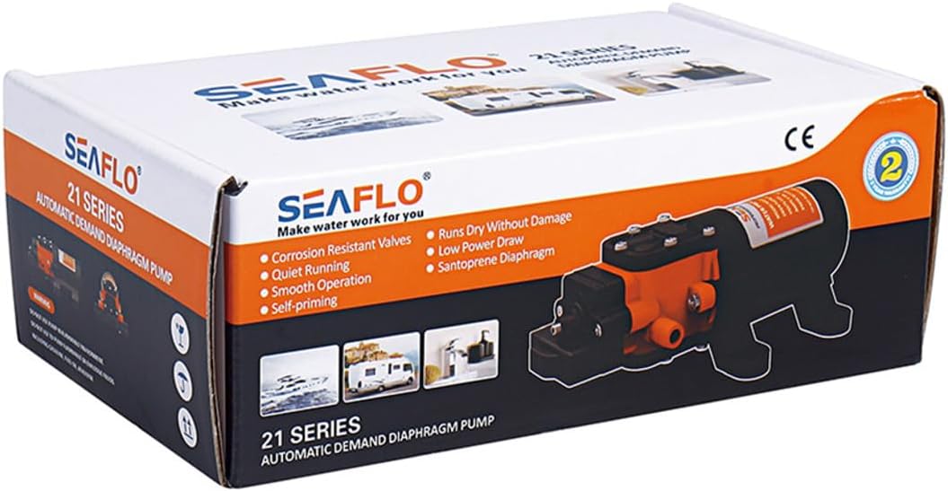 SEAFLO 21-Series DC Diaphragm Water Pressure Pump (1.1 GPM | 80 PSI) for Marine, RV, Agriculture and Recreational Applications