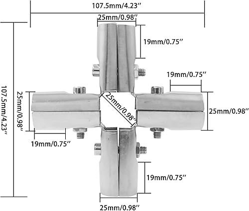 Miniatura 2 de Conectores de tubería de riel final,ULIFESTAR 201 Abrazaderas de tubo de acero inoxidable,Abrazaderas de extremo de metal,Clip de montaje de tubería