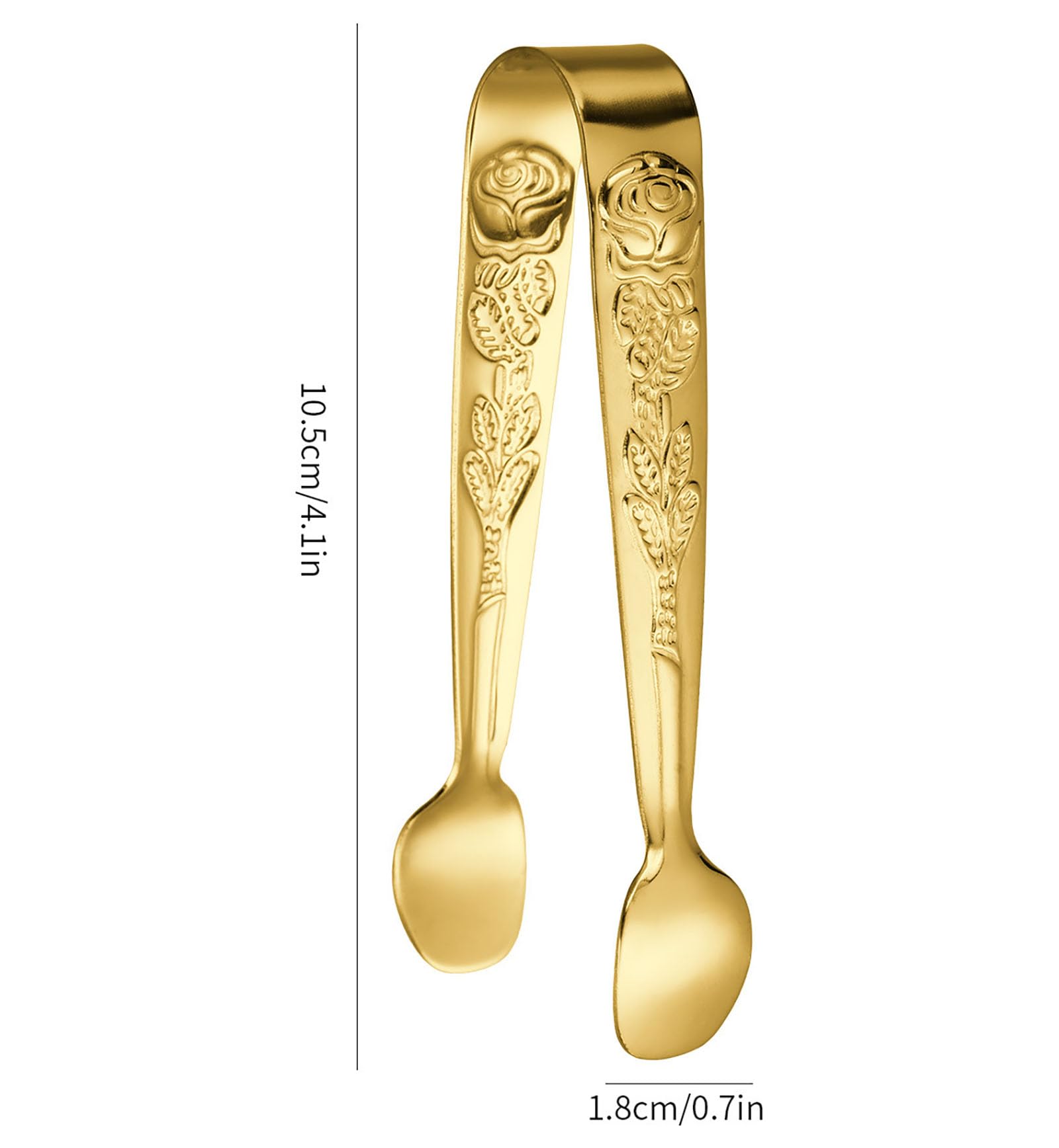 2 pinzas para hielo, figuras doradas de 4.1 pulgadas, pinzas de cubo de azúcar de acero inoxidable para bar, postres, té, fiesta de café y aperitivos (2, dorado) 2