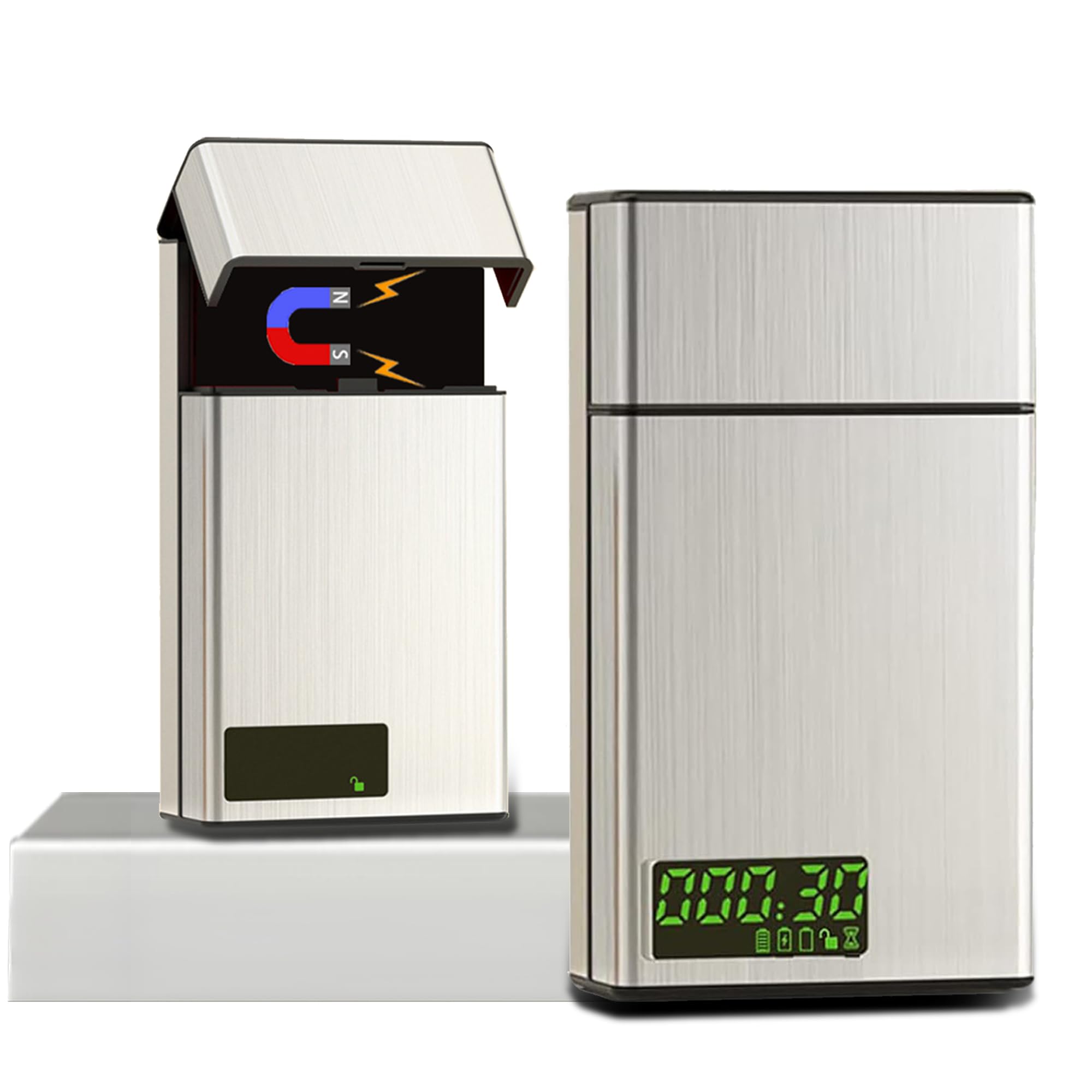 Timed Lock Box Time Locking Small Container with 999 Hours LCD Display Portable Locking Box with Timer Lock for Storage Break Bad Habits Credit card, Cash, Key,Medication