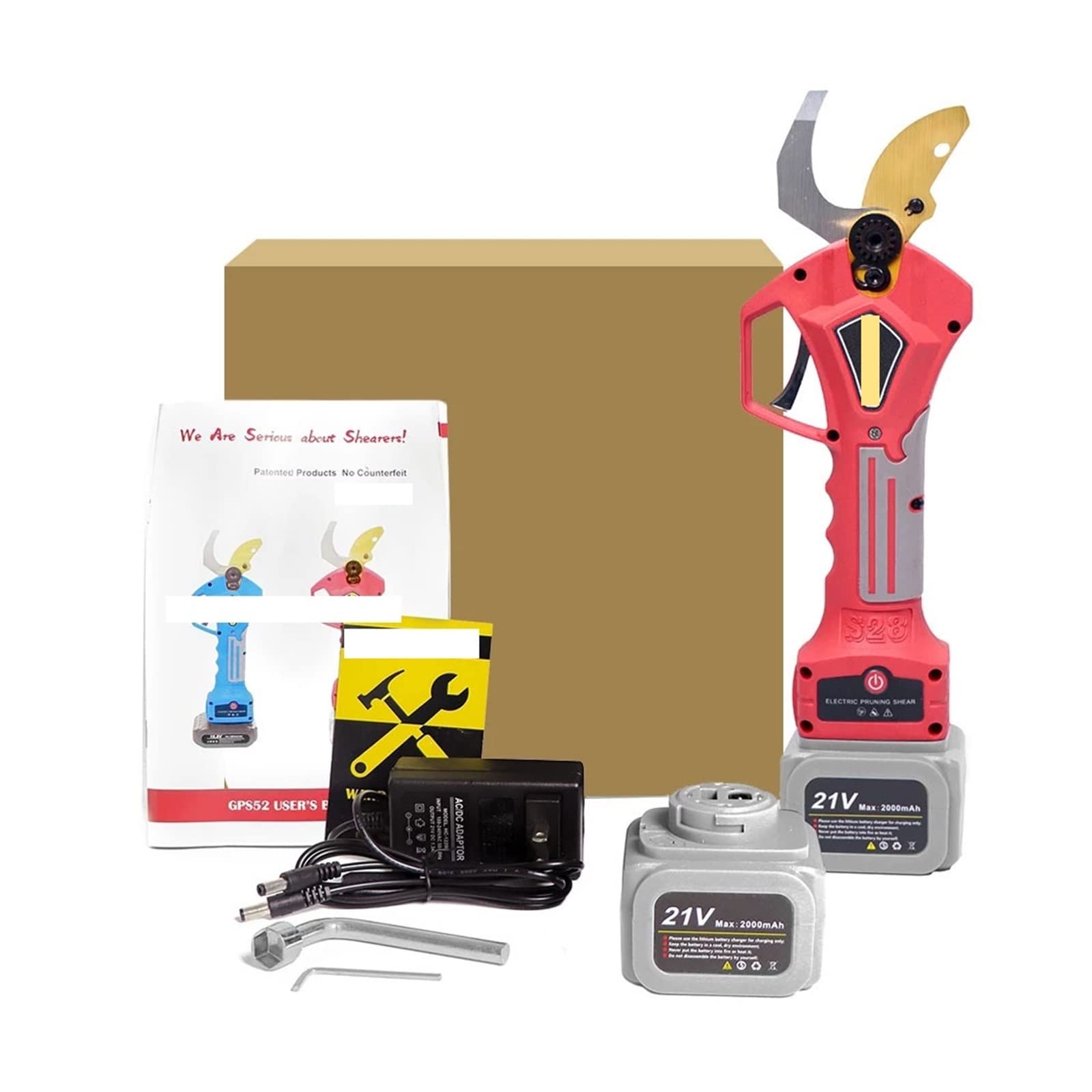 Cesoie elettriche for potatura 400W Potatore Senza Fili Senza spazzole Albero da frutto Alimentato al Litio Potatura Bonsai con 2 batterie(Shears(No Battery))