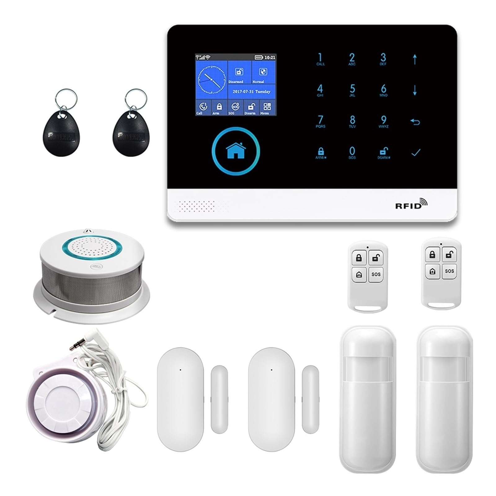WIFI TUYA Alarm GSM System Bezpieczeństwa Zdalna Kontrola Aplikacji Z Syreną Detektora Bezprzewodowy Inteligentny Zestaw Alarmowy Do Domu(B)