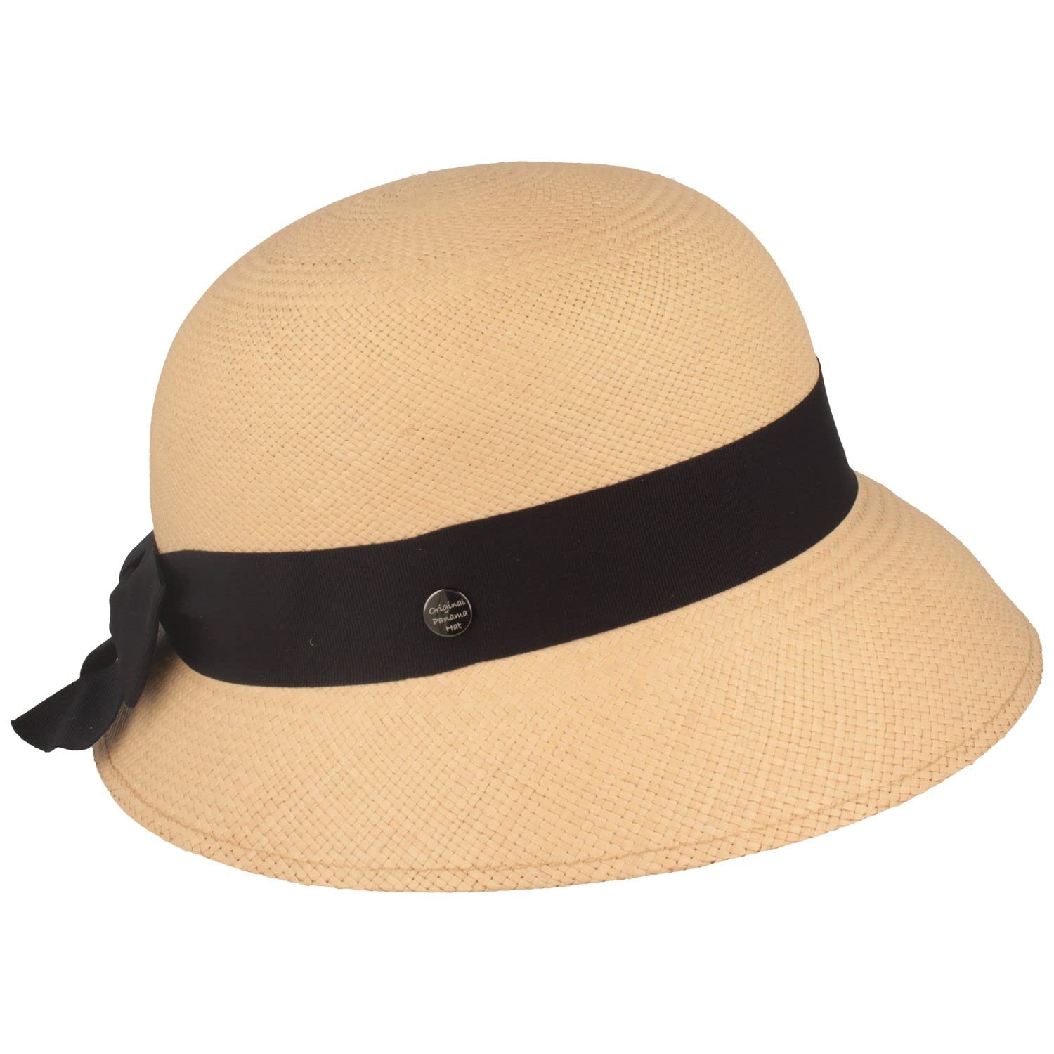 Breiter Chapeau Cloche de Soleil Panama Original pour Femme Chapeau de Paille Bolero d'été de l'Equateur Traditionnel Tressé à la Main Protection UV 50+