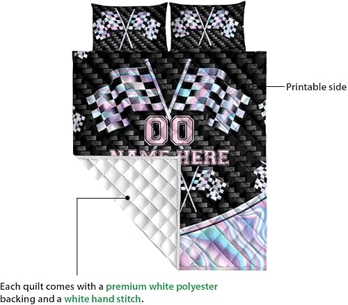 Miniatura 3 de Ohaprints Juego de ropa de cama y fundas de almohada, diseño de bandera de carreras a cuadros, diseño de bandera de carreras y funda de almohada,