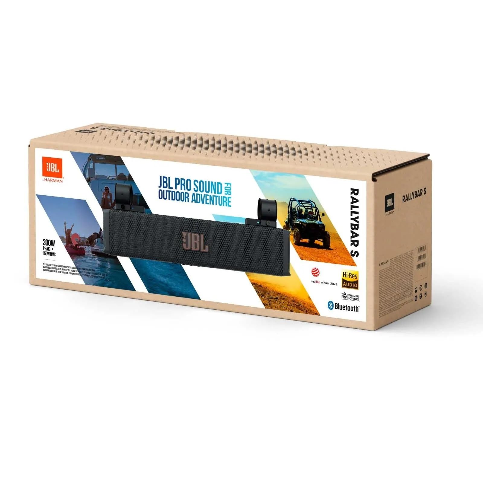 JBL RallyBar S Universal Outdoor Soundbar - 21", 150W, Bluetooth, IP66 | 8-Lautsprecher-System Fahrzeuge & Boote Wasserdicht, 150 Watt rms Verstärker, Pro Sound und Innovative Halterung