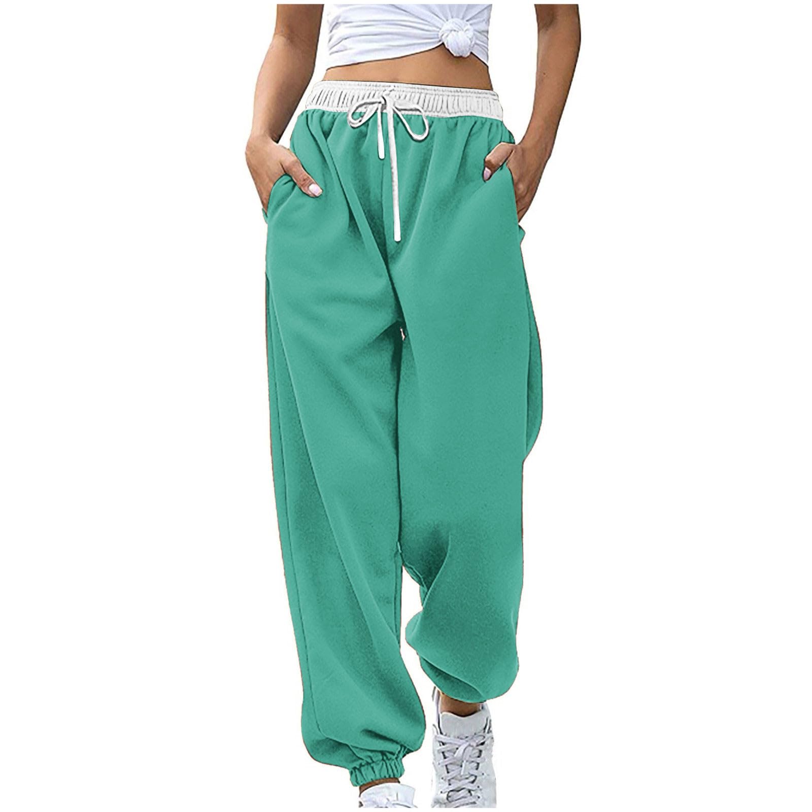 Womens Casual Athletic Cotton Long Sweatpants,Teen Girl Solid Color Cute Hiking Long Pants,Fall Trendy Clothes