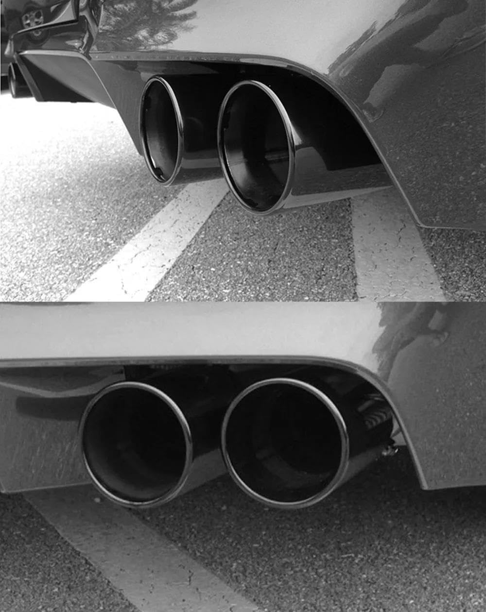 Terminale di Scarico Universale 2.5 "Aspirazione Punta Scarico Tubo Coda Silenziatore Ugello In Acciaio Inox Smussato Vernice Cottura Completa Nero Posteriore Coda Gola(63MM IN-76MM OUT)