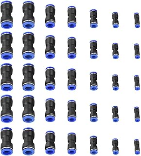 Akozon Pneumatic Fittings for Air Hose One-Touch Fittings 35pcs Straight Push-in Stud Fitting OD 4/6/8/10/12/14/16mm Air Connector Adapter