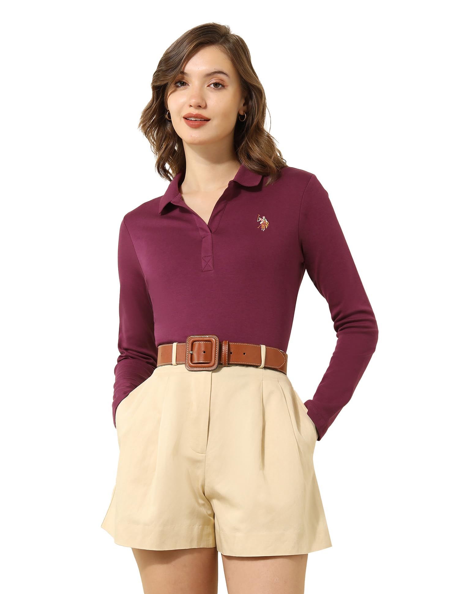 u.s. polo assn. Women's Solid Regular Fit Polo Shirt-picture-26