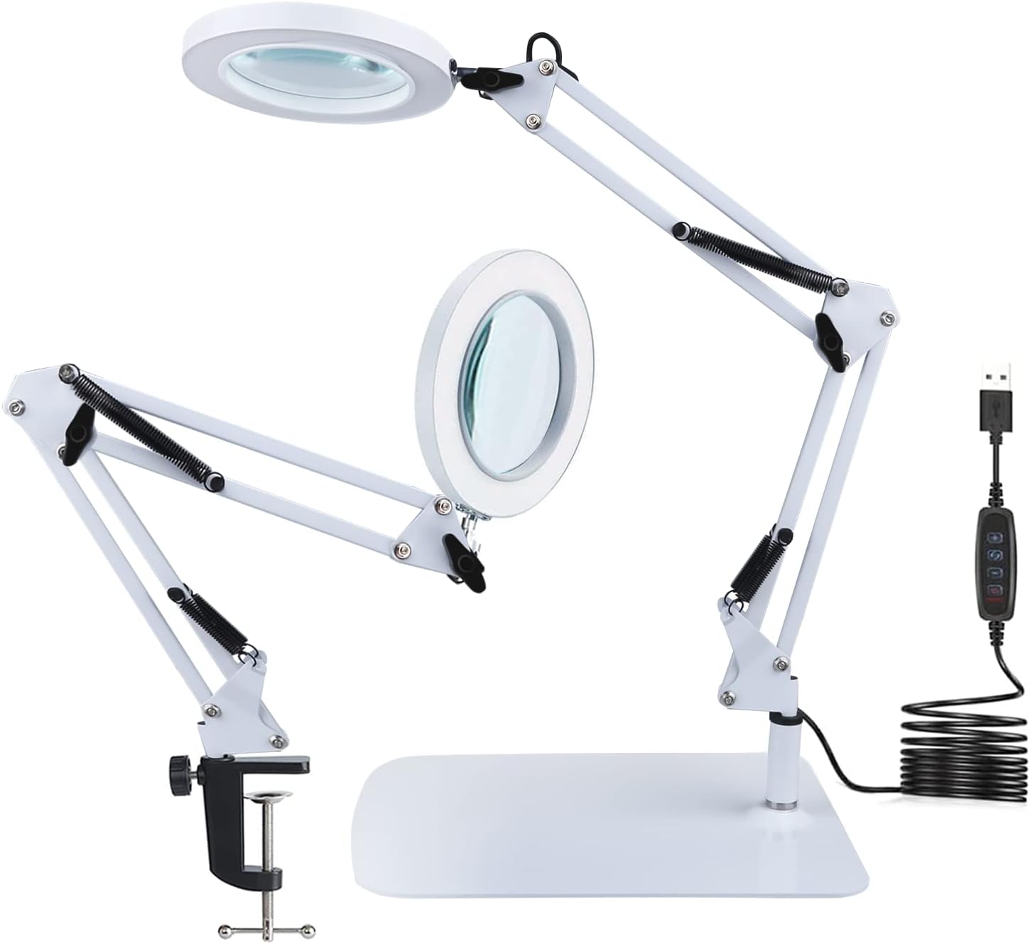 MILIEUR 10x Magnifying Glass with Light and Stand, 2 in 1 Clamp Flex