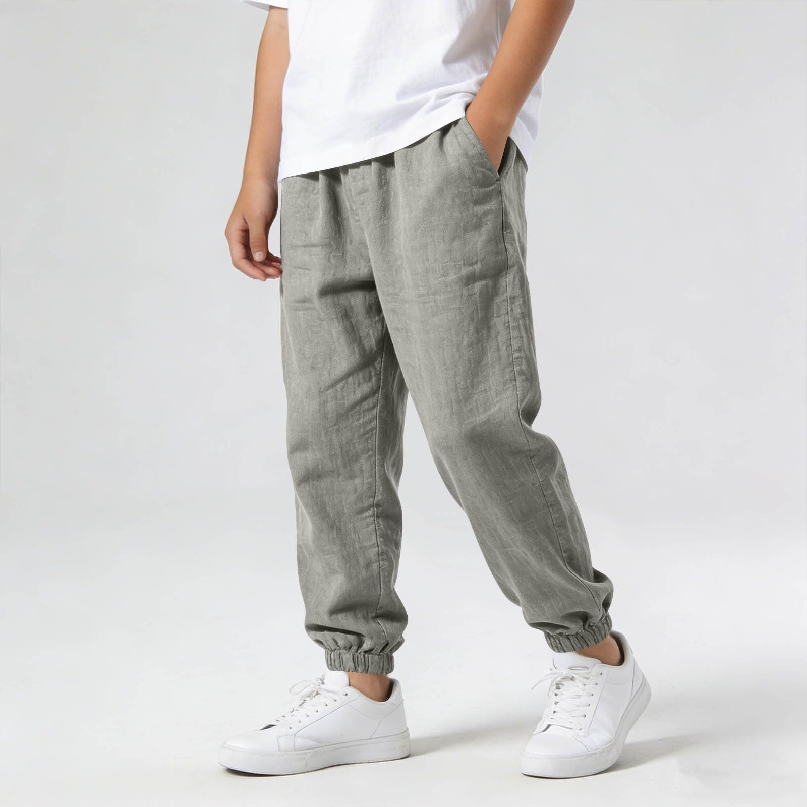 Jogginghose Jungen Baggy Sporthose Baumwolle Leinenhose Leichte Sommerhose Elastische Taille Sweathosen Baggy Pants Sommer Outdoorhose Stoffhose - 3