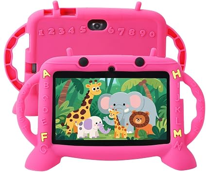 MengDash Kids Tablet, Android 11 Tablet for Kids 7 inch 2-10, Educational Learning Toddler Tablet, Touch Screen 3GB RAM+32GB ROM Storage, Google Play YouTube, Baby Girl boy Present Red