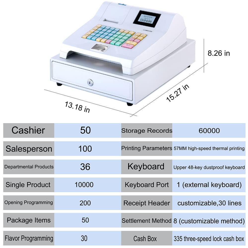 Caja registradora electrónica, Caja registradora electrónica de supermercados (con 48 Teclas) adecuadas para Tiendas minoristas y supermercados de restaurantes,cashregister