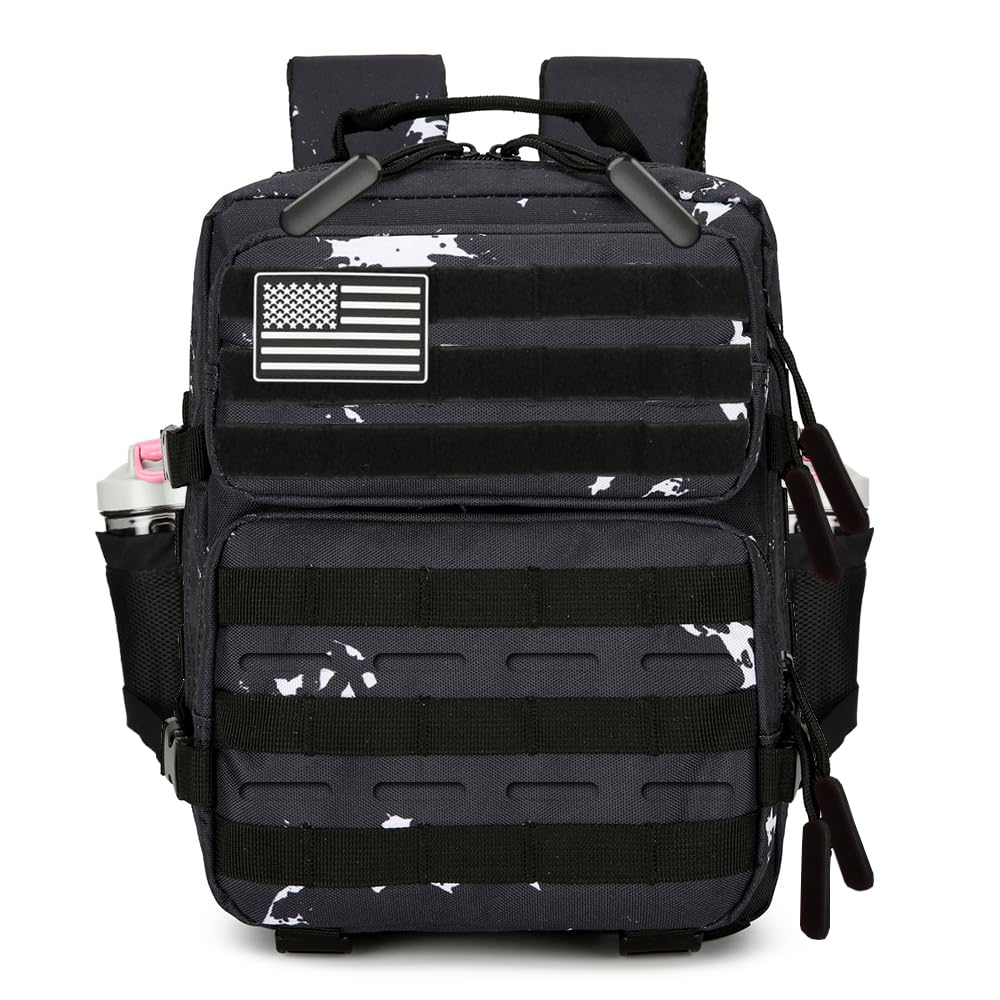 Mochila táctica de uso diario Mochila táctica militar para hombres y mujeres 45L Mochila de fitness, Puntos blancos & negros, Pequeño, Mochilas Daypack 2