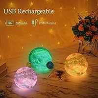 Vista 4 de Lámpara de luna de galaxia para niños, luz nocturna para dormitorio, batería recargable de 5.9 pulgadas, control táctil y control remoto, 16