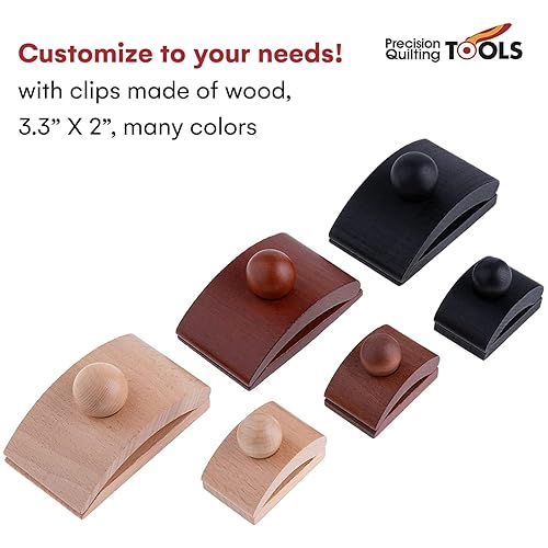 Miniatura 5 de Classy Clamps - Ganchos de pared de madera para colcha, 4 clips grandes (negro) y tornillos para colgar en la pared, ganchos de tapizcolcha, clips