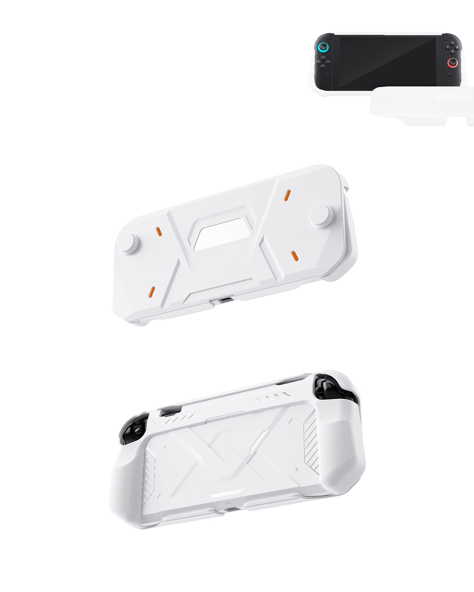 Cover per Nintendo Switch 2, custodia morbida in TPU e guscio rigido in PC per Switch2 con stile Mecha e protezione completa e design integrato, bianco