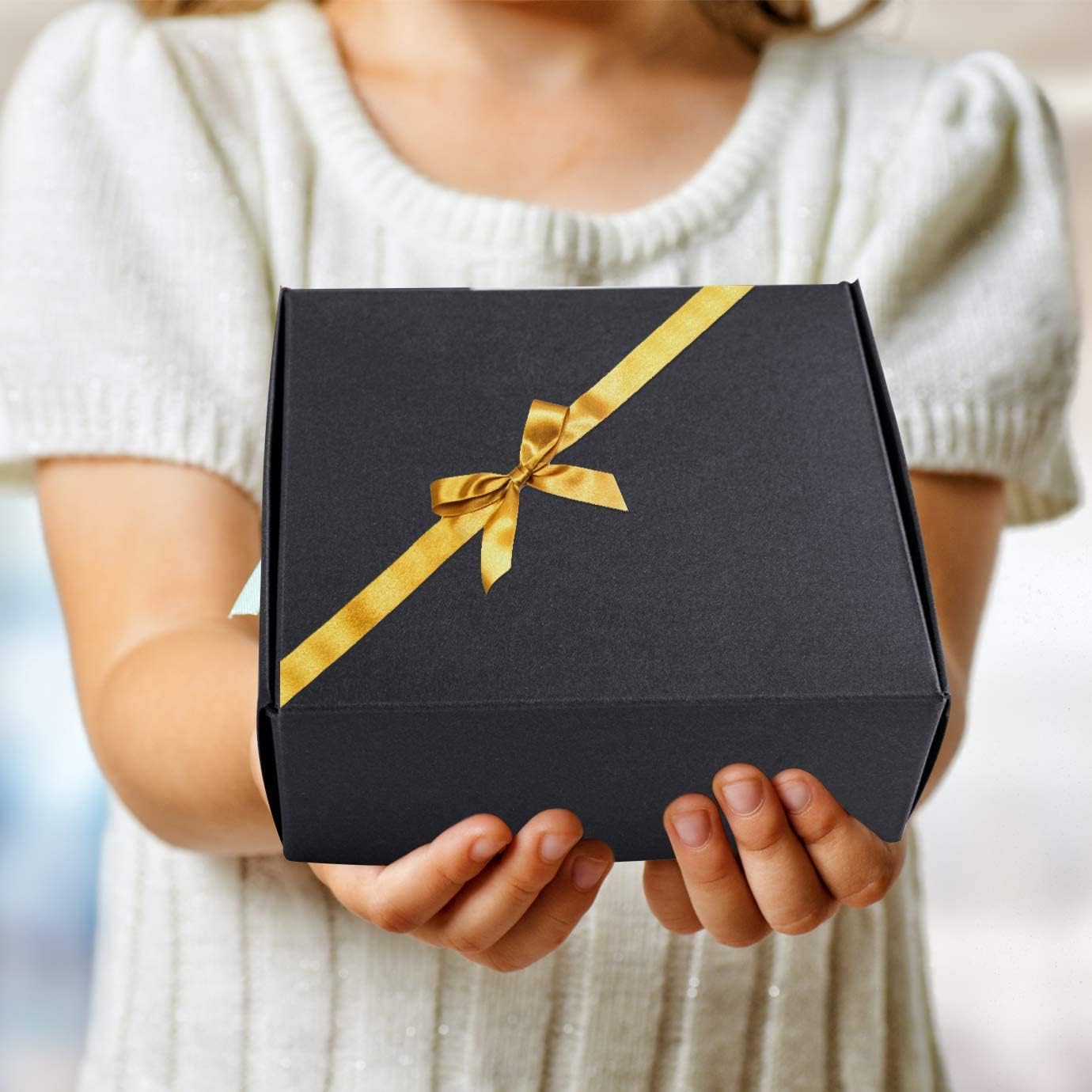 50 Piezas Cajas de Regalo, Caja de Regalo Papel Kraft, Cajas Cartón para Regalo, Cajas Papel Regalo Decorativas, Caja Embalaje Papel Kraft para Cumpleaños, Bodas, Navidad (Negro)