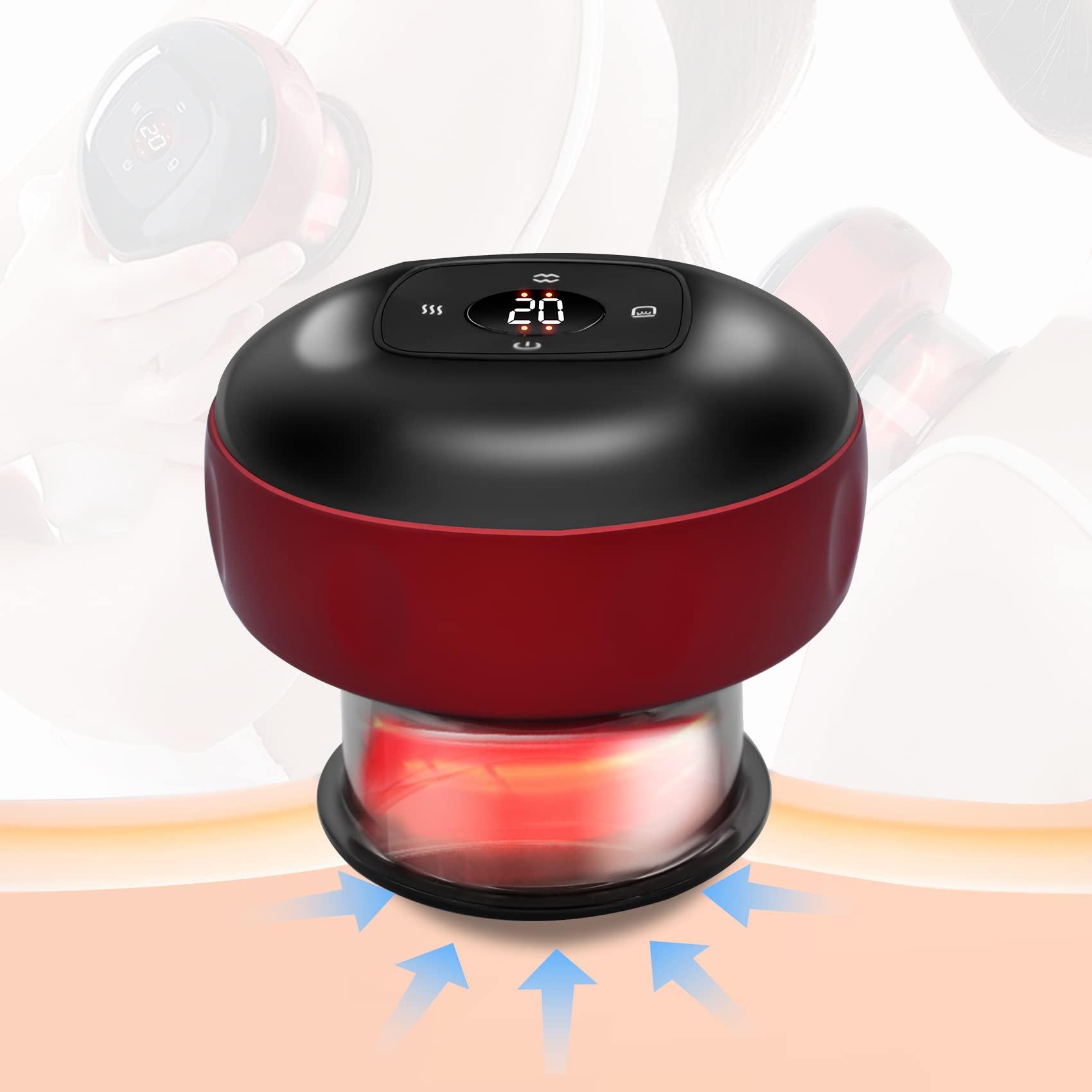 Smart Electric Cupping Therapy Set,Portable Back Massager 12 Levels Suction And Infrared Heating Muscle Massage Vacuum Therapy Machine,Multifunctional Dynamic Red Light Gua Sha Cupping Tool