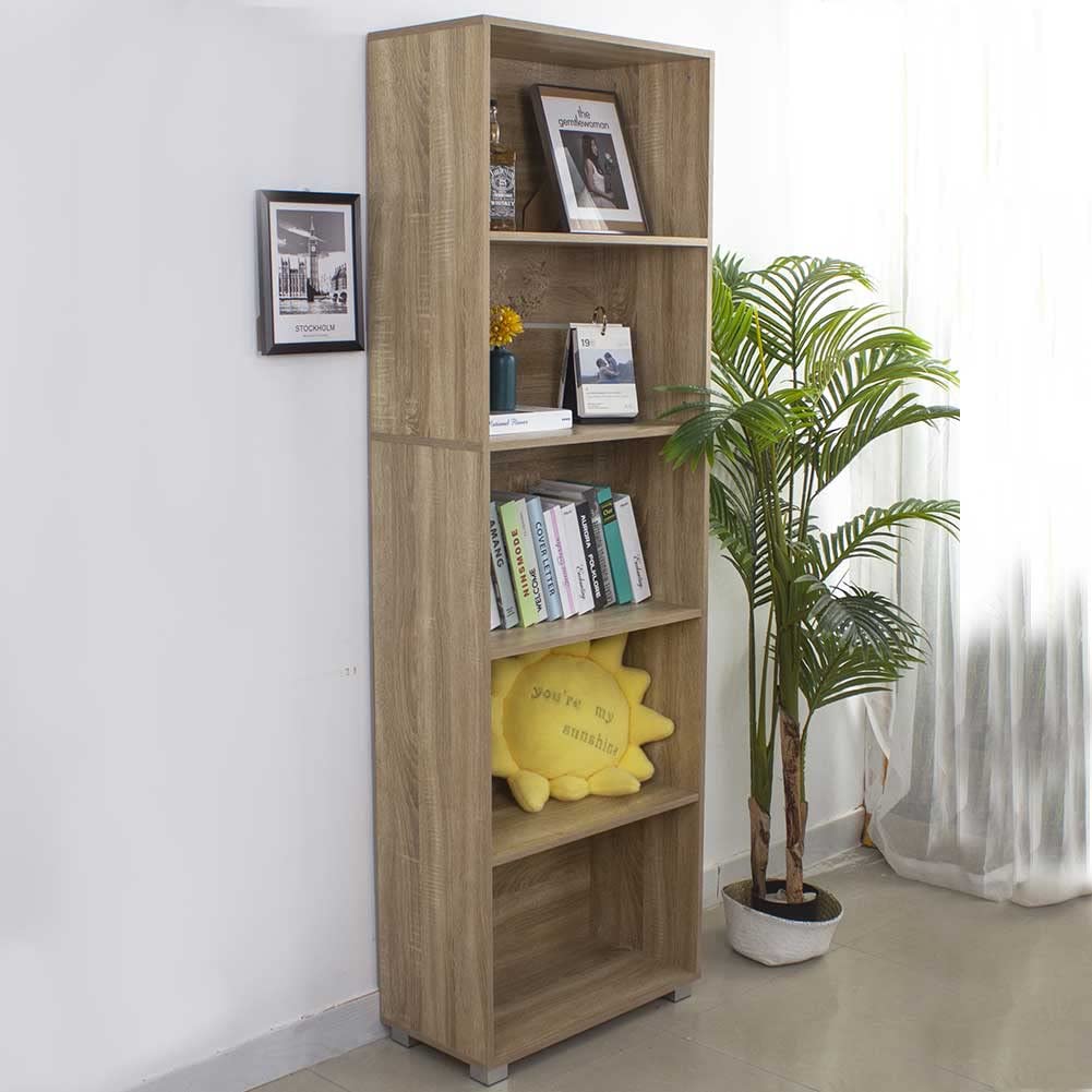 BAKAJI Libreria Scaffale Vela 5 Ripiani Mobile 190 cm Ufficio Archiviazione documenti Libri Biblioteca Armadio Mensole Scaffalatura Soggiorno Salotto Struttura in Legno (Naturale)