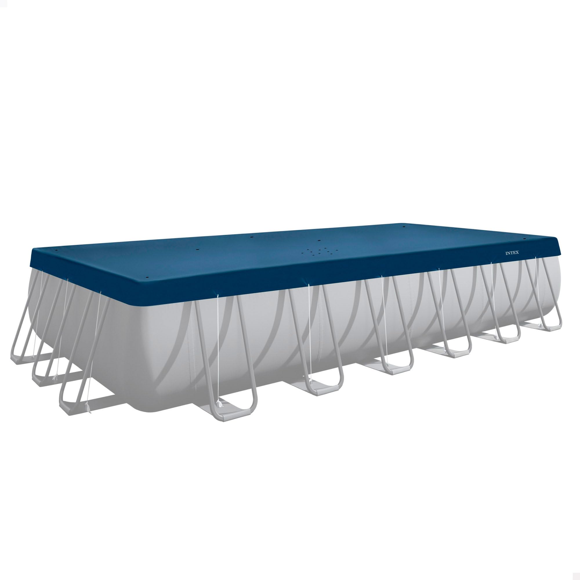 INTEX Poolabdeckung rechteckig für Pools 732x366 cm Ganzjahresplane (28087) | 3-lagiges UV-beständiges PE- Robuste & recycelte Ganzjahresabdeckung mit Halteschnur, hält auch bei windigem Wetter sicher