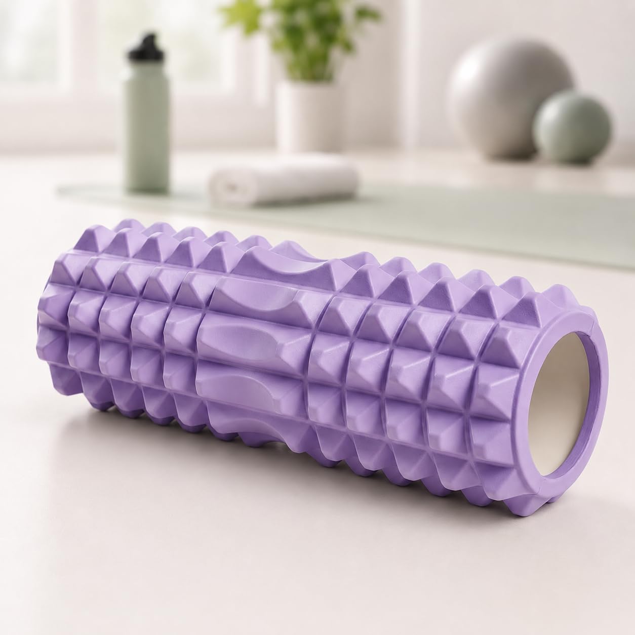 Foam Roller for Exercise & Gym | Deep Tissue Muscle Massage Roller for Back, Neck, Calf & Thigh Pain Relief | Yoga, Stretching, Recovery & Fitness Workout Equipment | 33cm Purple-picture-29