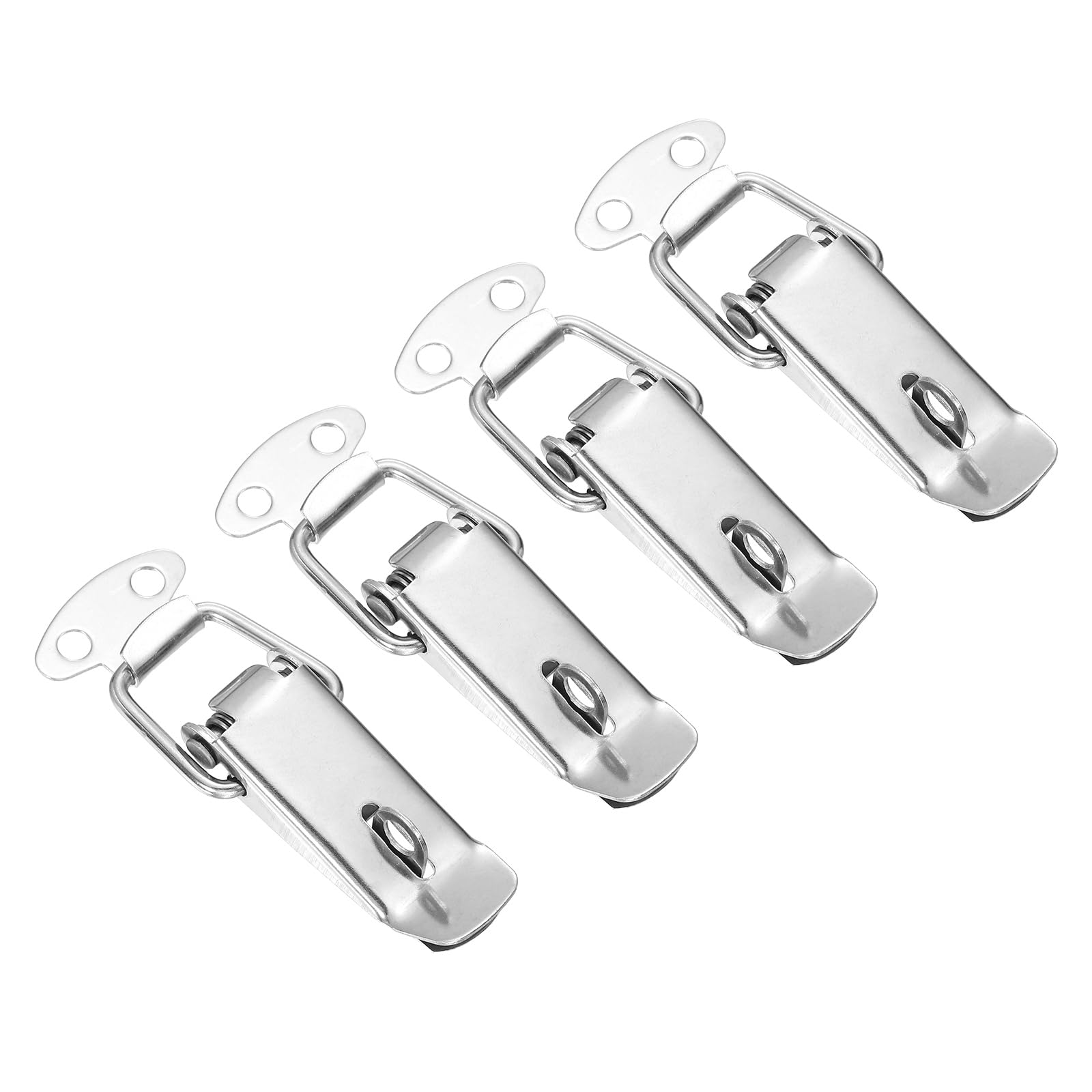 sourcing map 4 Pcs 0.65 Inch 201 Stainless Steel Spring Loaded Toggle Latch Catch Hasp Clamp Lock with Lock for Cabinet Door Barn Wooden Case Chest, Silver