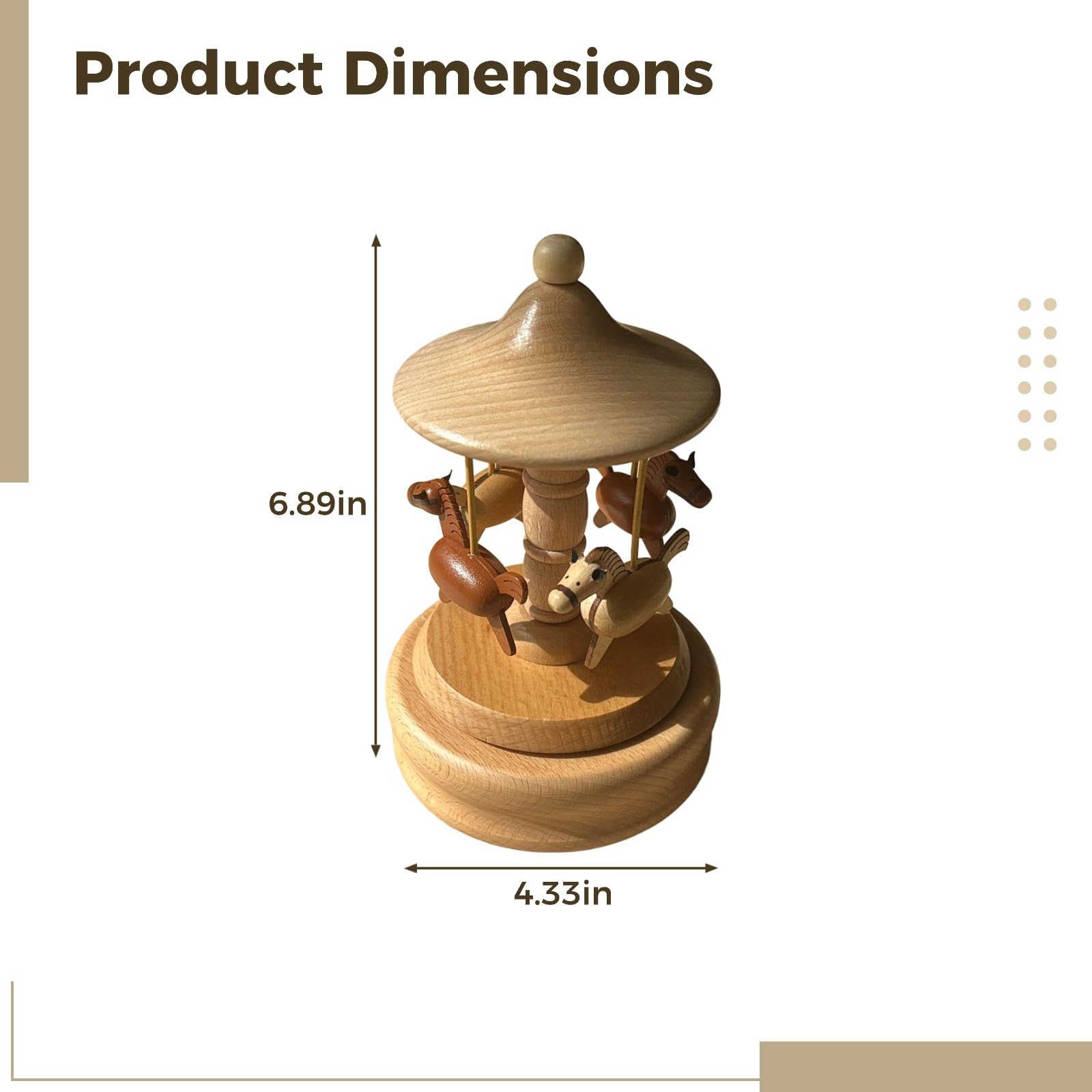 Caja de música de carrusel de madera, caja de música giratoria con madera de haya, tallas intrincadas, decoración de carrusel de caballos, regalo para Navidad, San Valentín, cumpleaños