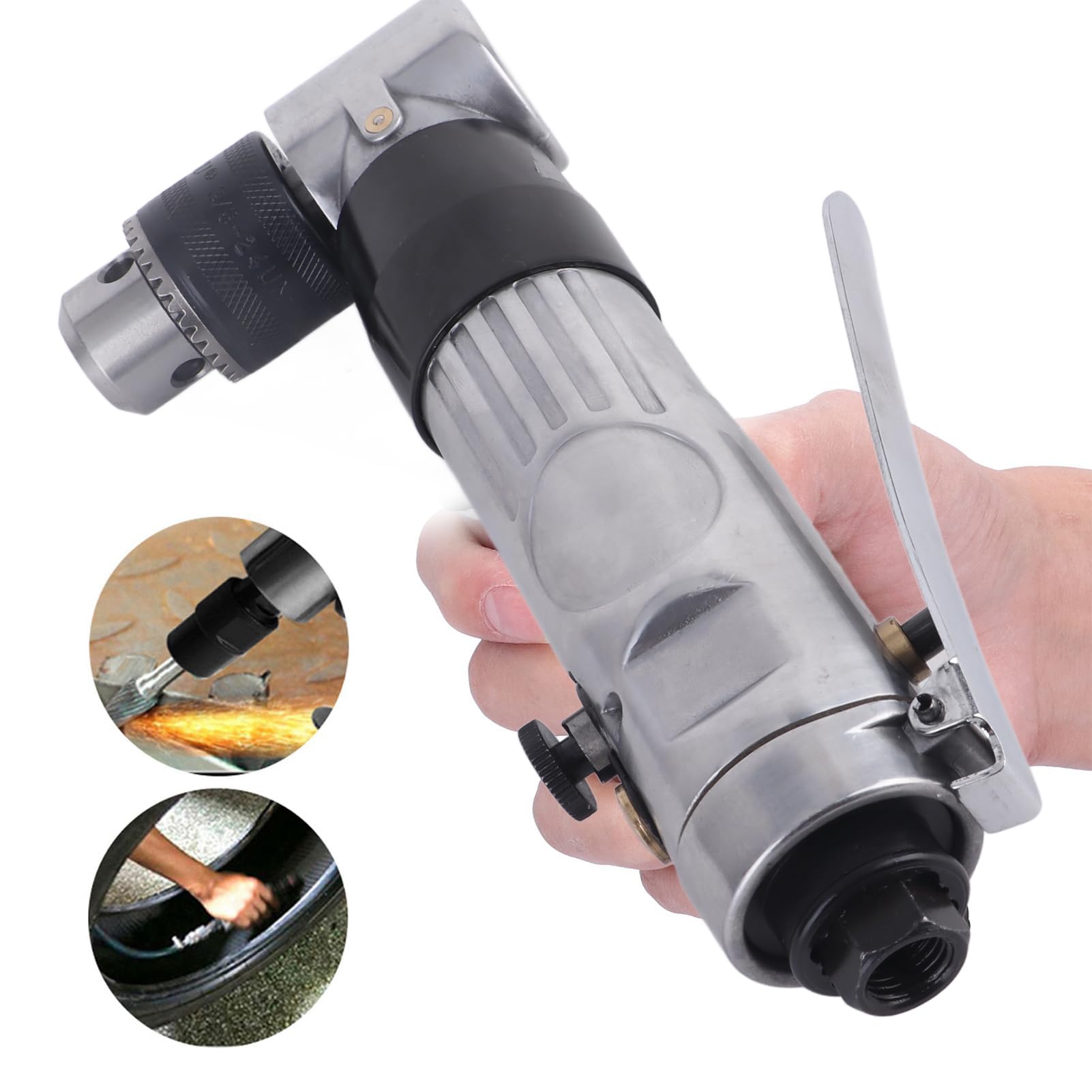 Trapano Pneumatico ad Angolo Retto 90° Reversibile 3/8 Pollici con Accessori per Utensile Pneumatico