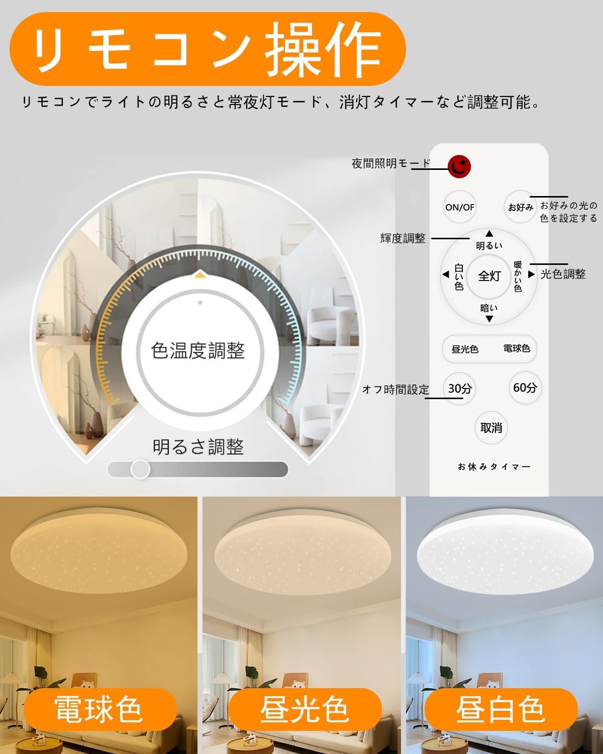 Amazon.co.jp : Poryun 【8-10畳用】LEDシーリングライト 星空効果 36W