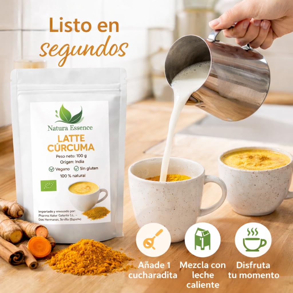 Cúrcuma Chai Latte ECO 100g Mezcla Natural con Cúrcuma, Coco y Especias Ecológicas Golden Milk Sin Gluten Vegano