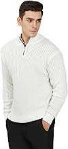 LOQUE Men’s Wool Blend Selection Sweater Half Zip High Neck Pullover Warm Casual Winter Wear for Office and Travel