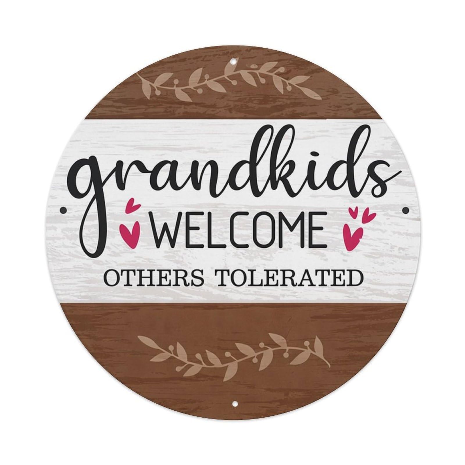 Jdyansheng Vintage Grandkids Welcome Others Tolerated Sign Tin Sign Metal Poster Metal Signs For Home Man Cave Bar Cafe Kitchen Laundry Room Wall Decorations 8X8 Inches