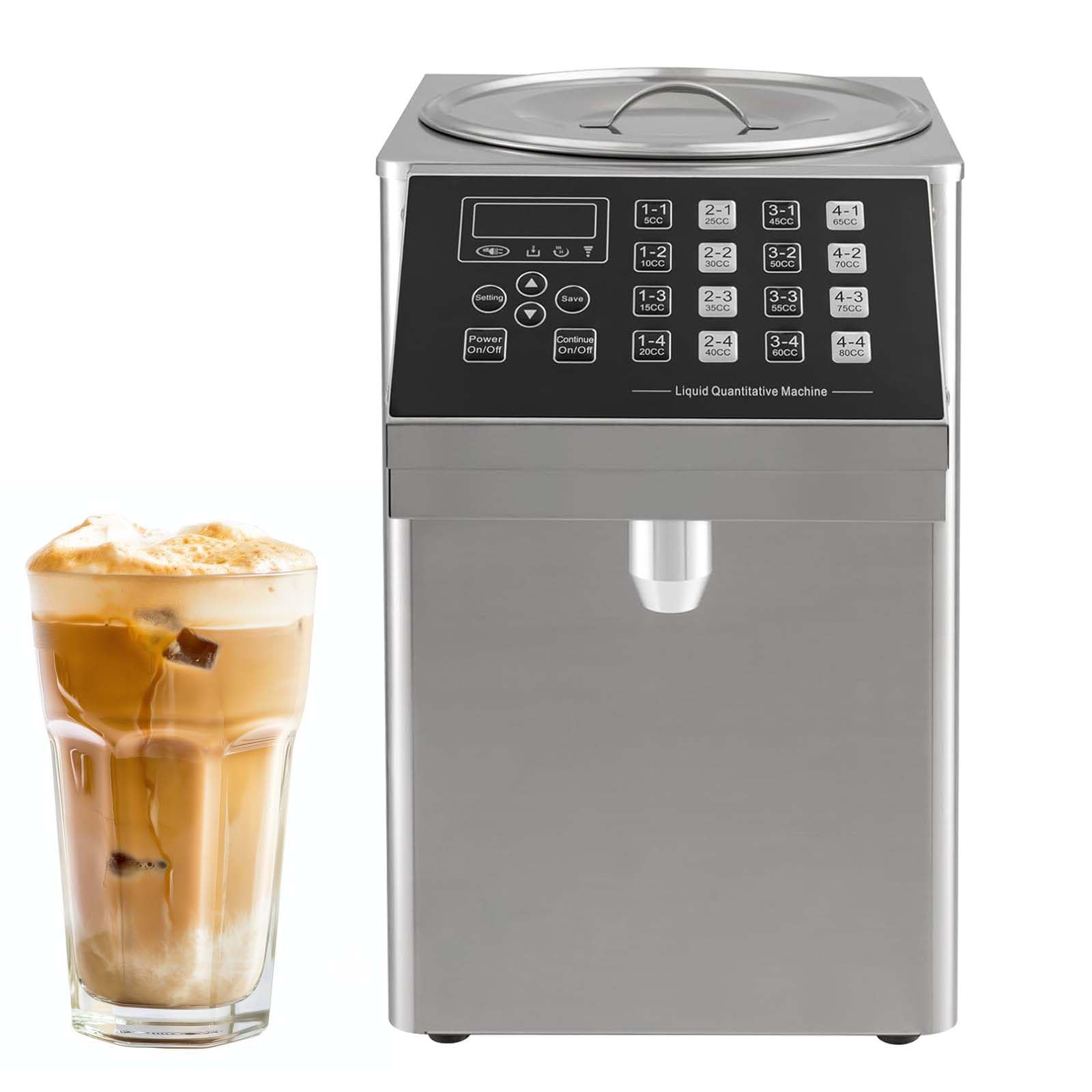 SICWEDIM Automatic Fructose Dispenser - 2.11Gallon Sugar Syrup Dispenser Machine, Stainless Steel Coffee Milk Quantitative Machine for Bubble Tea Shop, LED Smart Control Panel