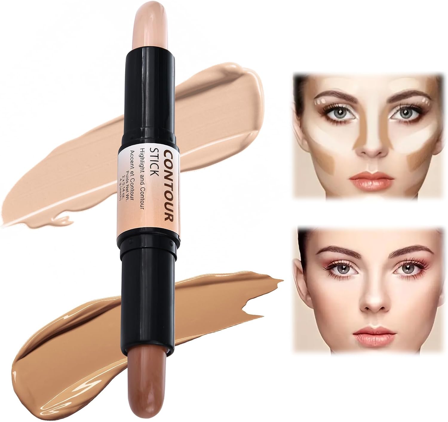 Contouring Stick, highlighter stift, contourstift highlighter, highlighter stick, concealer contour, contourpennen make-up, contourpennen, contourstift, contourstift, dubbele kop make-up tool,
