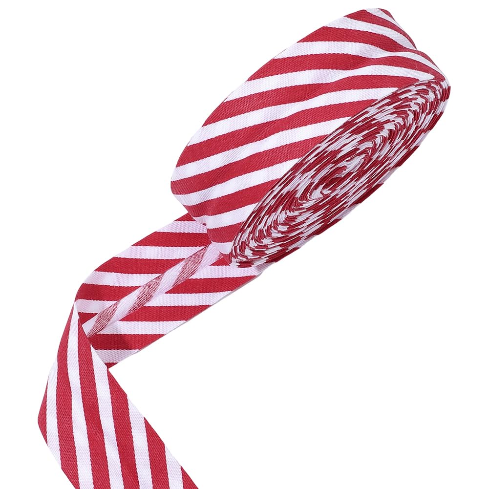 PH PandaHall 10m Stripe Double Fold Bias Tape 26mm Wide Red White Binding Tape Cotton Quilt Tapes Striped Piping Bias Tapes for Sewing Quilting Seaming Hemming Crafts Garment Accessories
