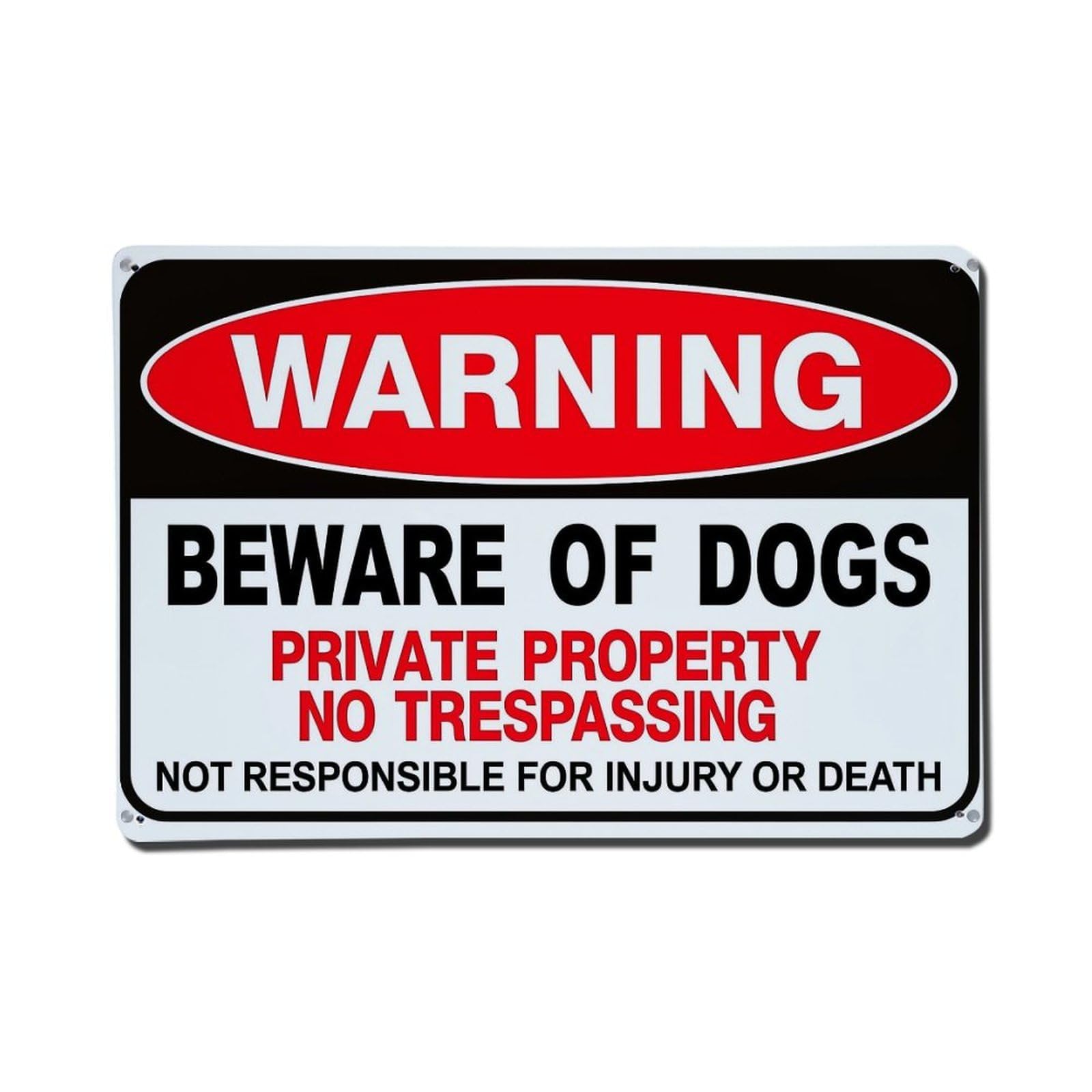 Warning Beware Of Dogs Private Property Retro Metal Tin Sign, Vintage Decor Art Poster for Bar, Home, Man Cave, Kitchen, Laundry Room Gift 8x12Inch