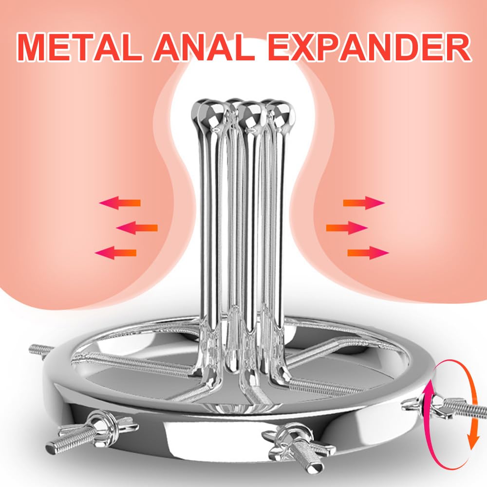 Expansor Anal, Dilatador Ajustable, Tapón Anal Metálico, Tapón Anal de Acero Inoxidable para Masturbación Fetiche (6 Tornillos)