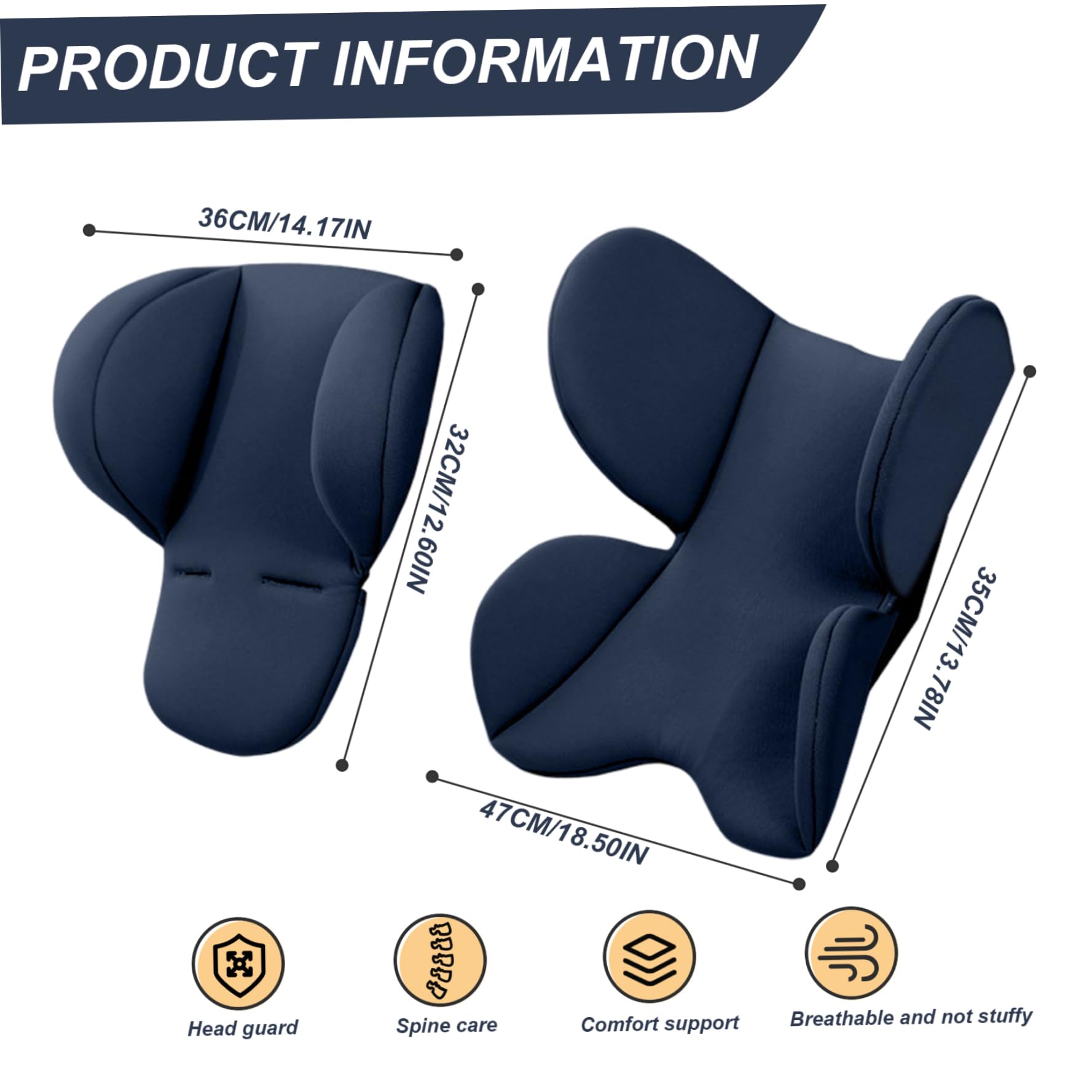 Inserto del asiento del recién nacido, inserto de carro infantil suave y cómodo de 2 piezas y soporte para la cabeza con orificio cinturón de seguridad para asientos de bebés, cochecitos, tr
