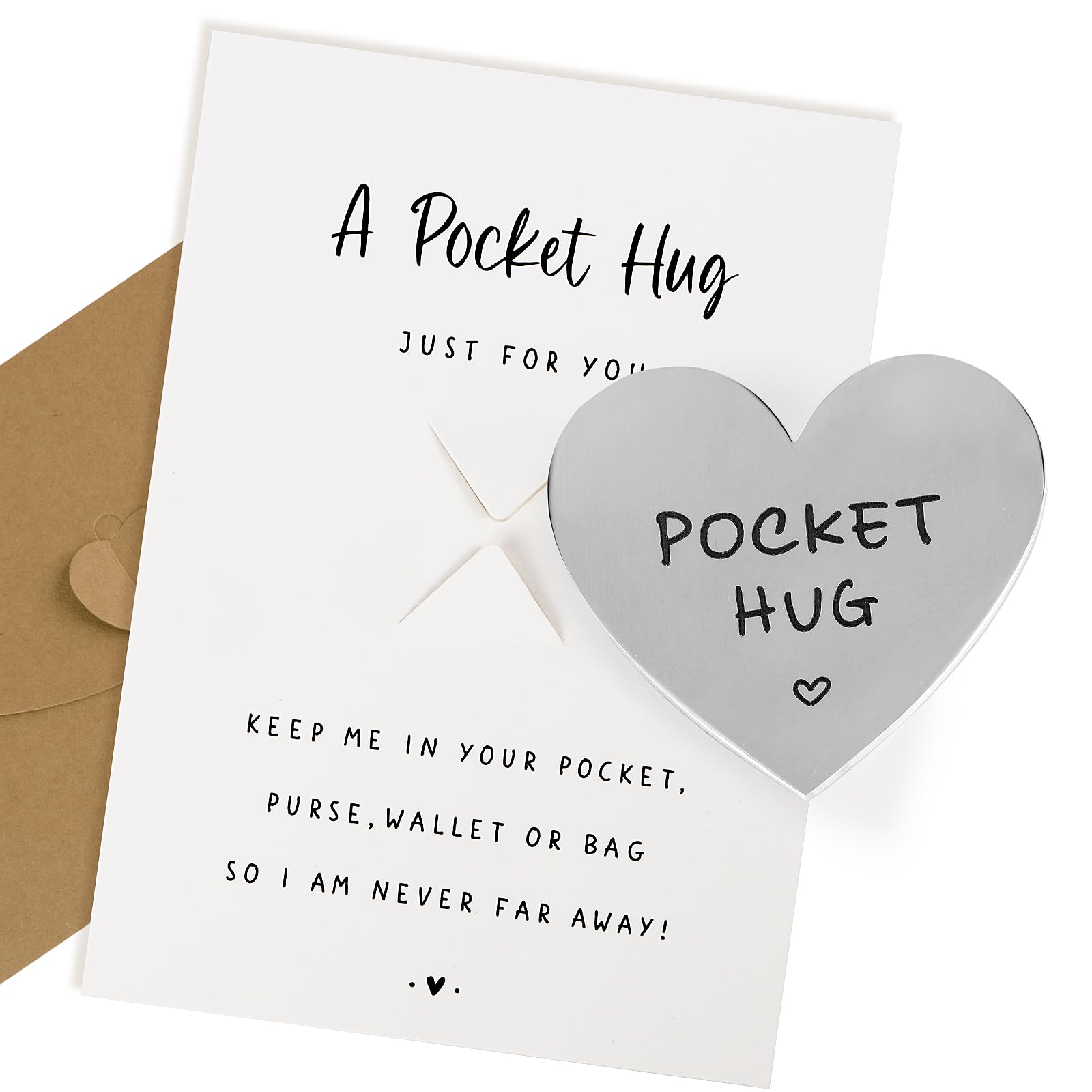 Little Pocket Hug Token Gift with Card Keepsake Thinking of You Long Distance Relationship Gifts for Friends Christmas Gifts First Day of School Gift for Son Daughter Children Teenagers