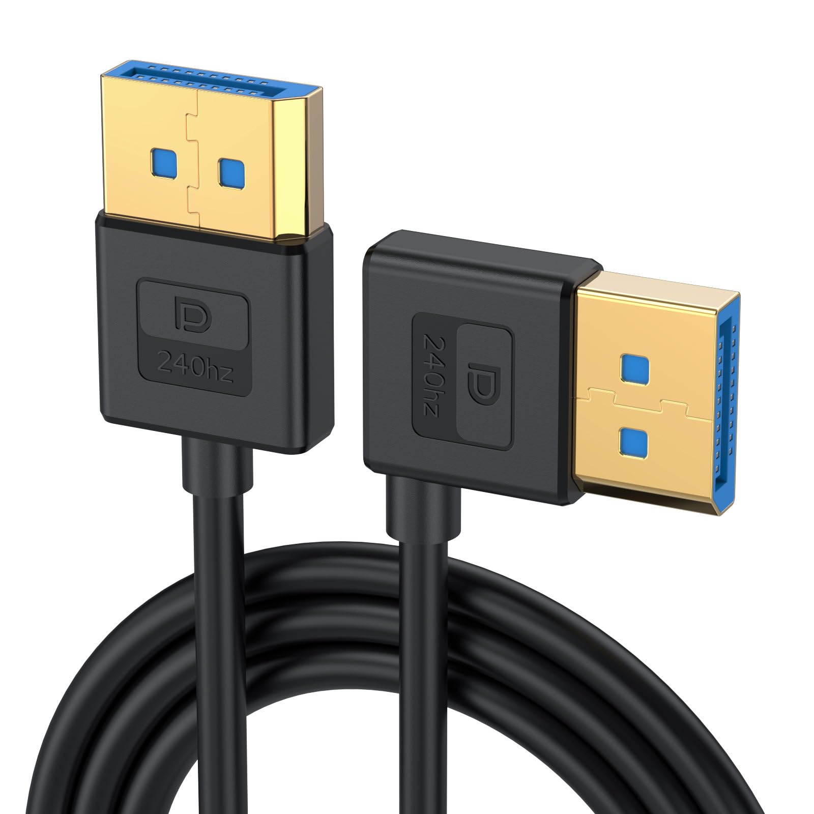 MLWSKERTY DisplayPort 1.4 Cable 8K60Hz 4K/144Hz Soft Silicone Angled Connectors Video Line Fast Lengths 30-100cm