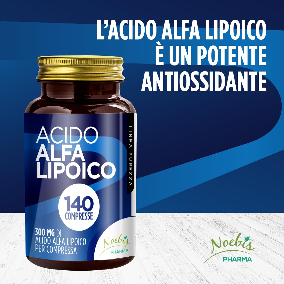 Acido Alfa Lipoico Noebis Pharma - 300 mg per Compressa - 140 Compresse - Supporto Antiossidante e Metabolismo Energetico