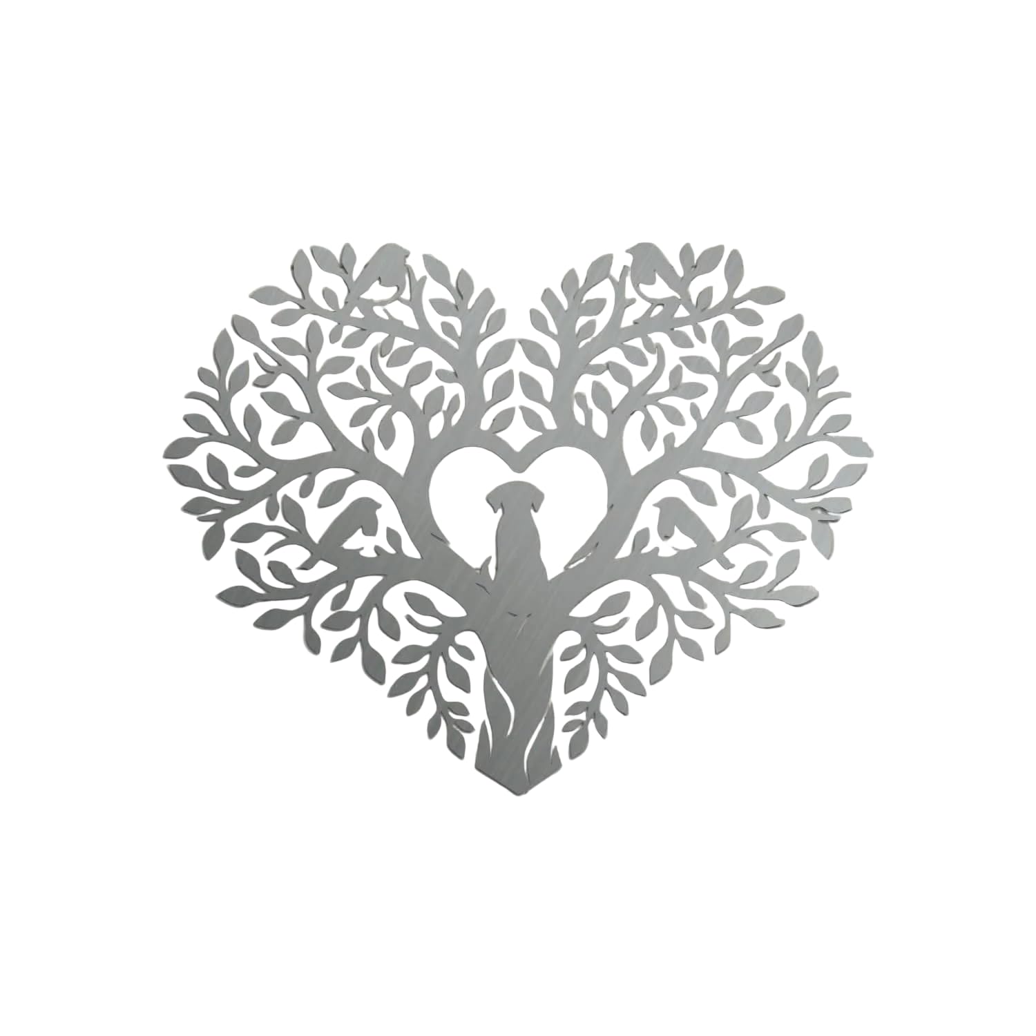 Image Industry Dog Heart in Oak Tree With Robins Steel Garden Sculpture