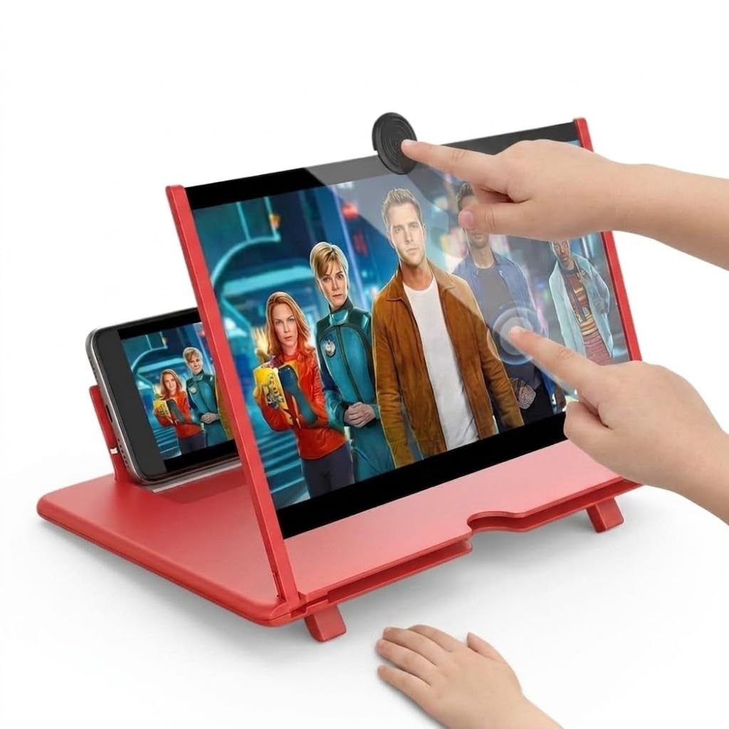 Drumstone (𝐒𝐩𝐞𝐜𝐢𝐚𝐥 𝟏𝟓 𝐘𝐞𝐚𝐫𝐬 𝐖𝐚𝐫𝐫𝐚𝐧𝐭𝐲) 12 Inch Mobile Screen Magnifier with Foldable Stand, Portable Phone Screen Enlarger for Movies, Video Streaming & Gaming, Hands.-image-2