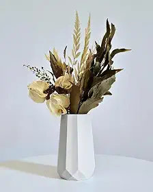 Arranjo De Flores Secas Decorativo Vaso Garrafa Losangos