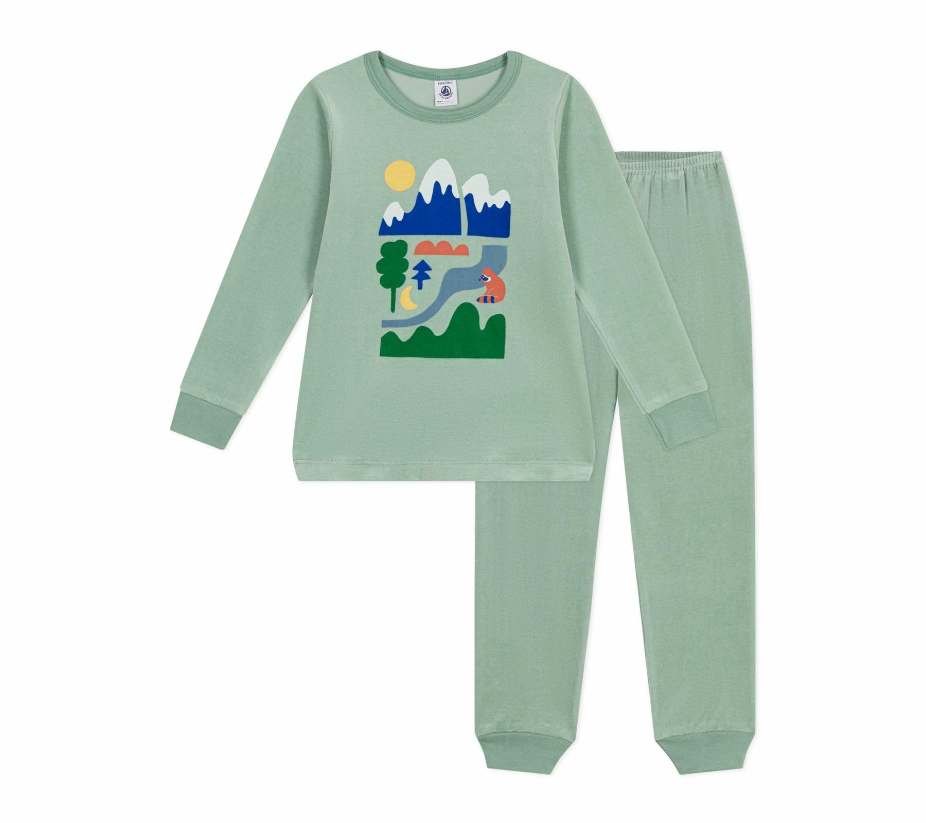 Petit Bateau Pyjama voor kinderen, van katoen, badstof, effen, Goblin, 5 Jaar
