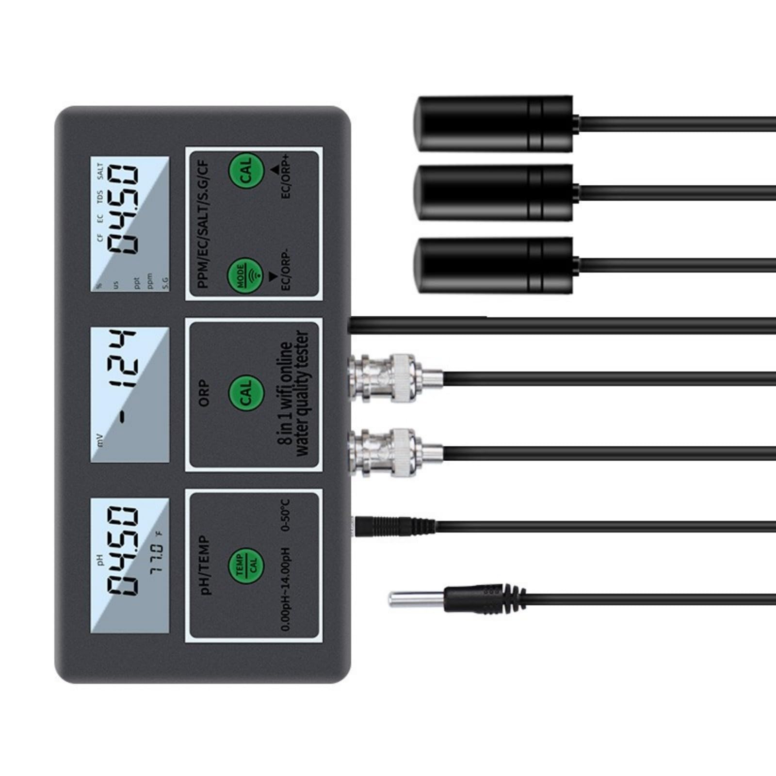Controllo completo dell'acqua 8 Parametri Test con connessione WiFi per una rapida salinità Legge il misuratore di temperatura della salinità dell'acqua piccola